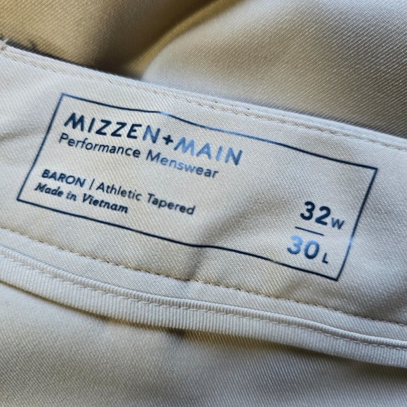 Mizzen Main Baron Pants Mens 32x30 Beige Twill Chino Tapered Office Casual - Picture 5 of 13